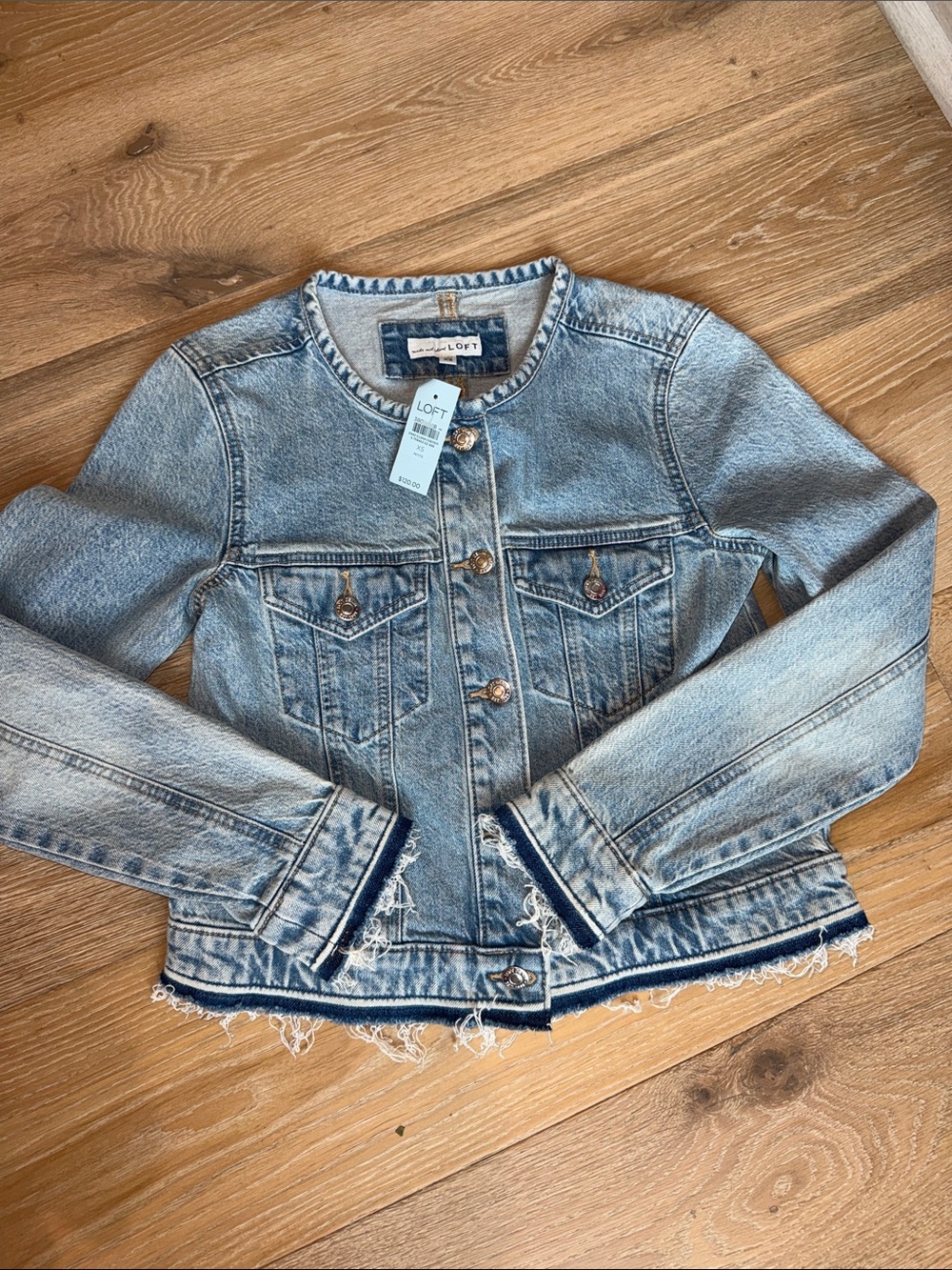 LOFT Girls' Light Denim Jean Jacket in Faded Blue